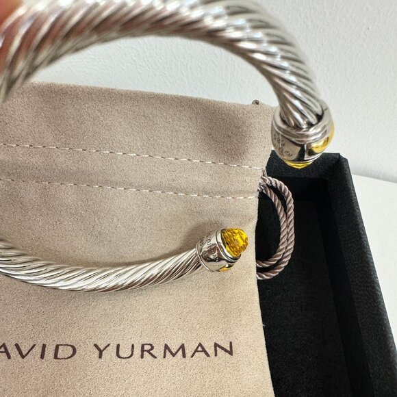 David Yurman sterling silver 7mm Cable Citrine Bracelet with 14K Gold - Picture 4 of 6